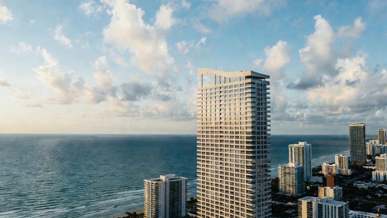 Coastal high-rise tower against the Atlantic ocean