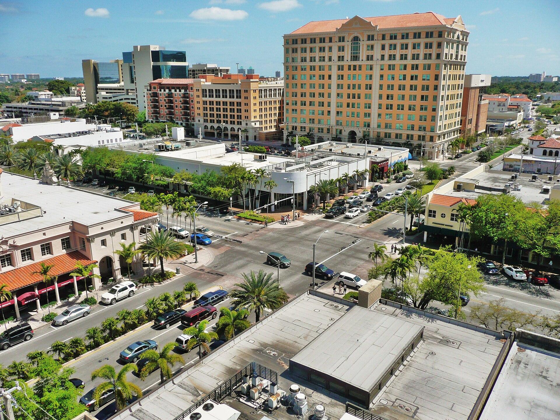 Coral Gables Miracle Mile commercial district — CORE Builder Group performed facade and parking garage restoration for 40-year recertification at the Miracle Marketplace.